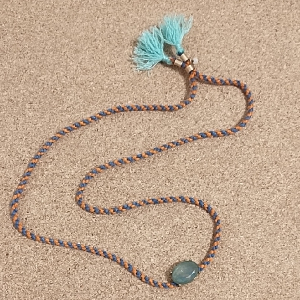 Turquoise and Orange Braided Necklace